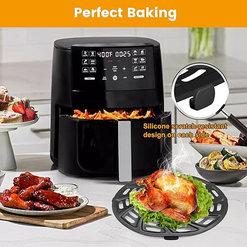 Miniatura 7 de Accesorios para freidora de aire Gourmia GAF698 GAF686, ovalada, antiadherente, 9.3 x 8.9 pulgadas, piezas de repuesto para freidora de aire,