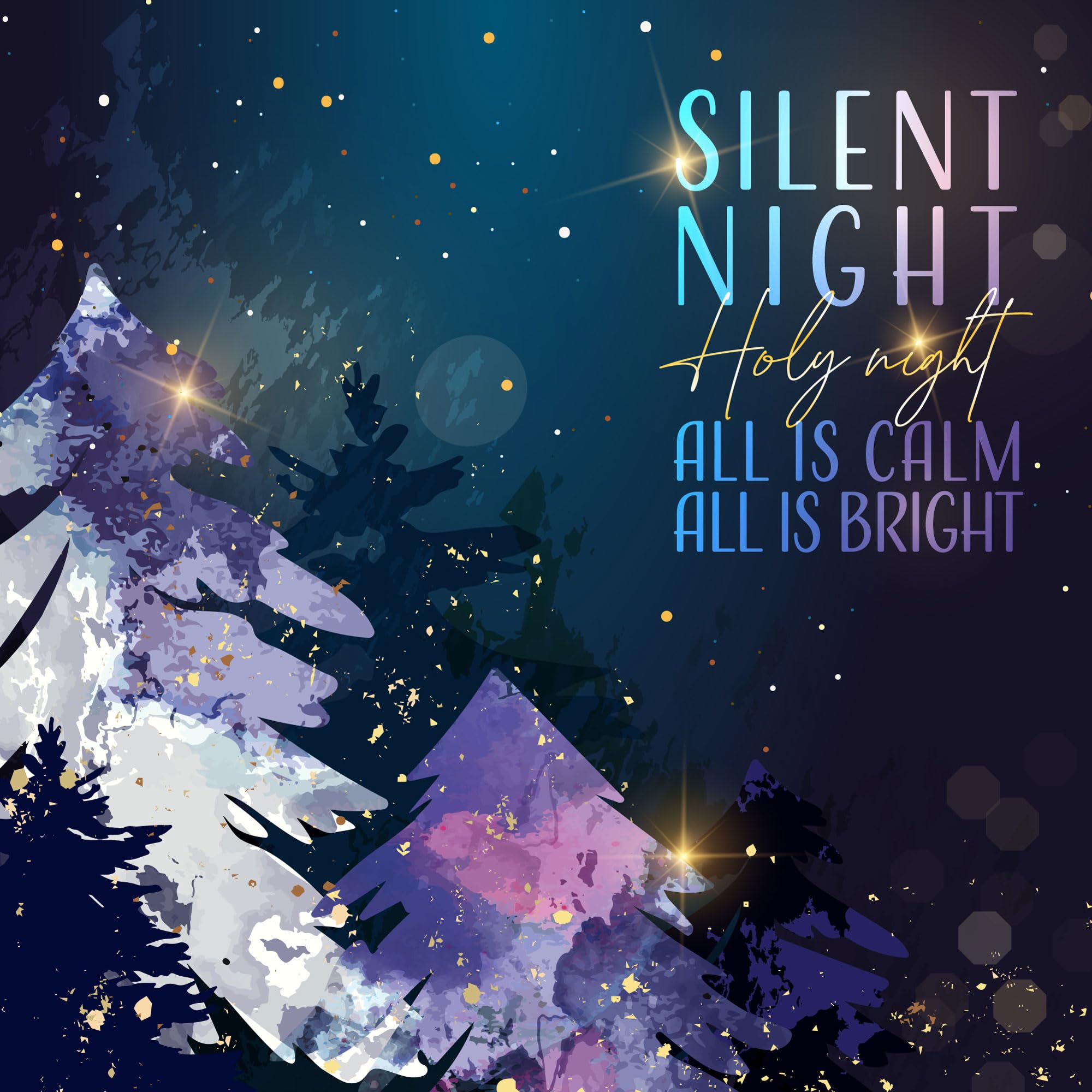 Luxury Christmas Cards, Pack of 10, Silent Night, by Just Cards Direct