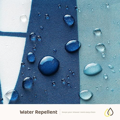 Miniatura 5 de Xxuan Home - Cortina de ducha de tela para baño, cortina de ducha náutica, cortina de ducha costera, impermeable, con ganchos, veleros