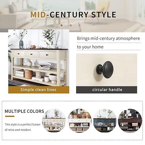 Miniatura 5 de GDFStudio Trexme - Mesa consola rectangular de madera de 50 pulgadas de largo con tres cajones de almacenamiento y dos estantes abiertos, mesa