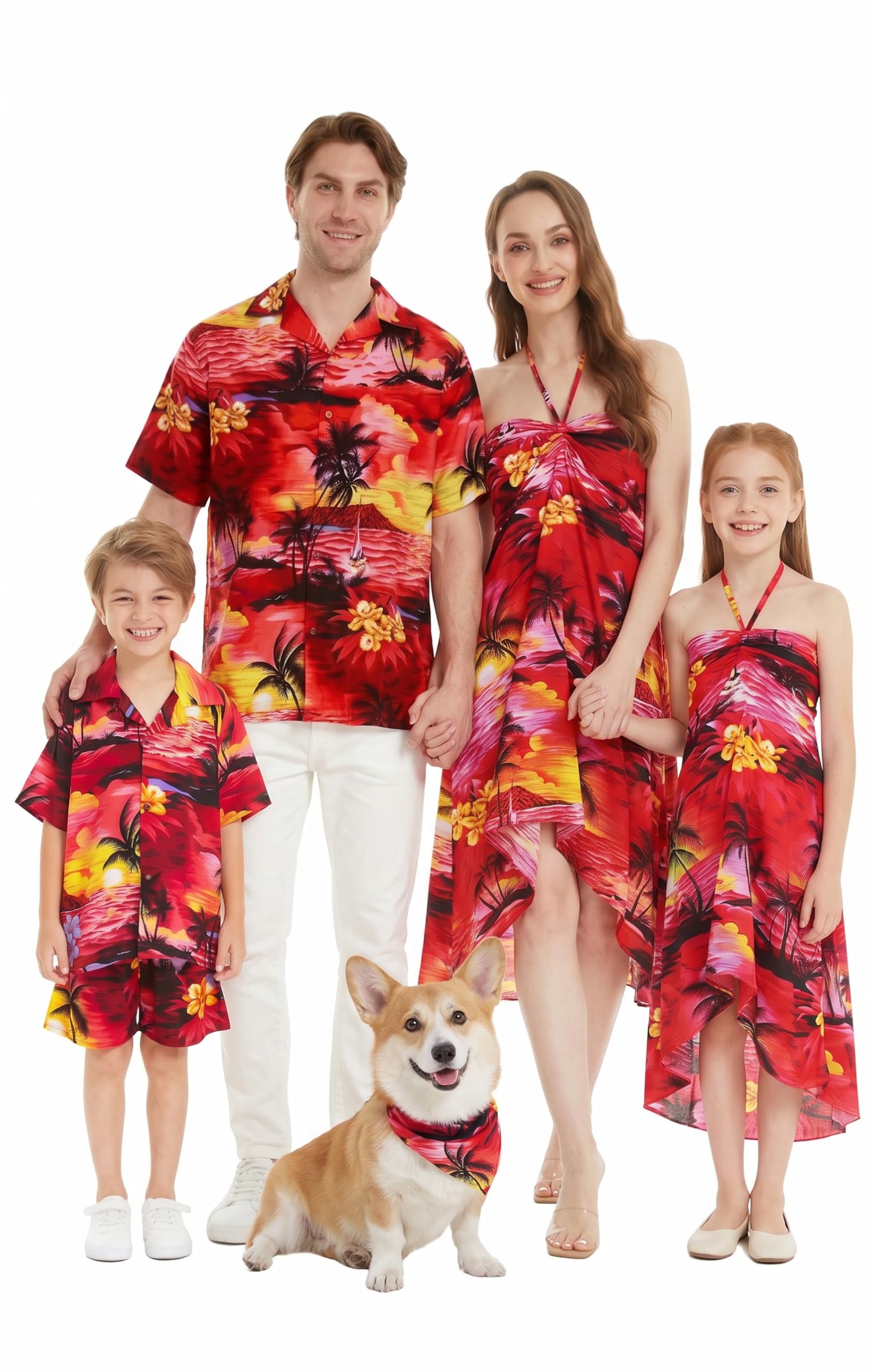 Hawaii Hangover Family Matching Hawaiian Clothes, Sunset Red