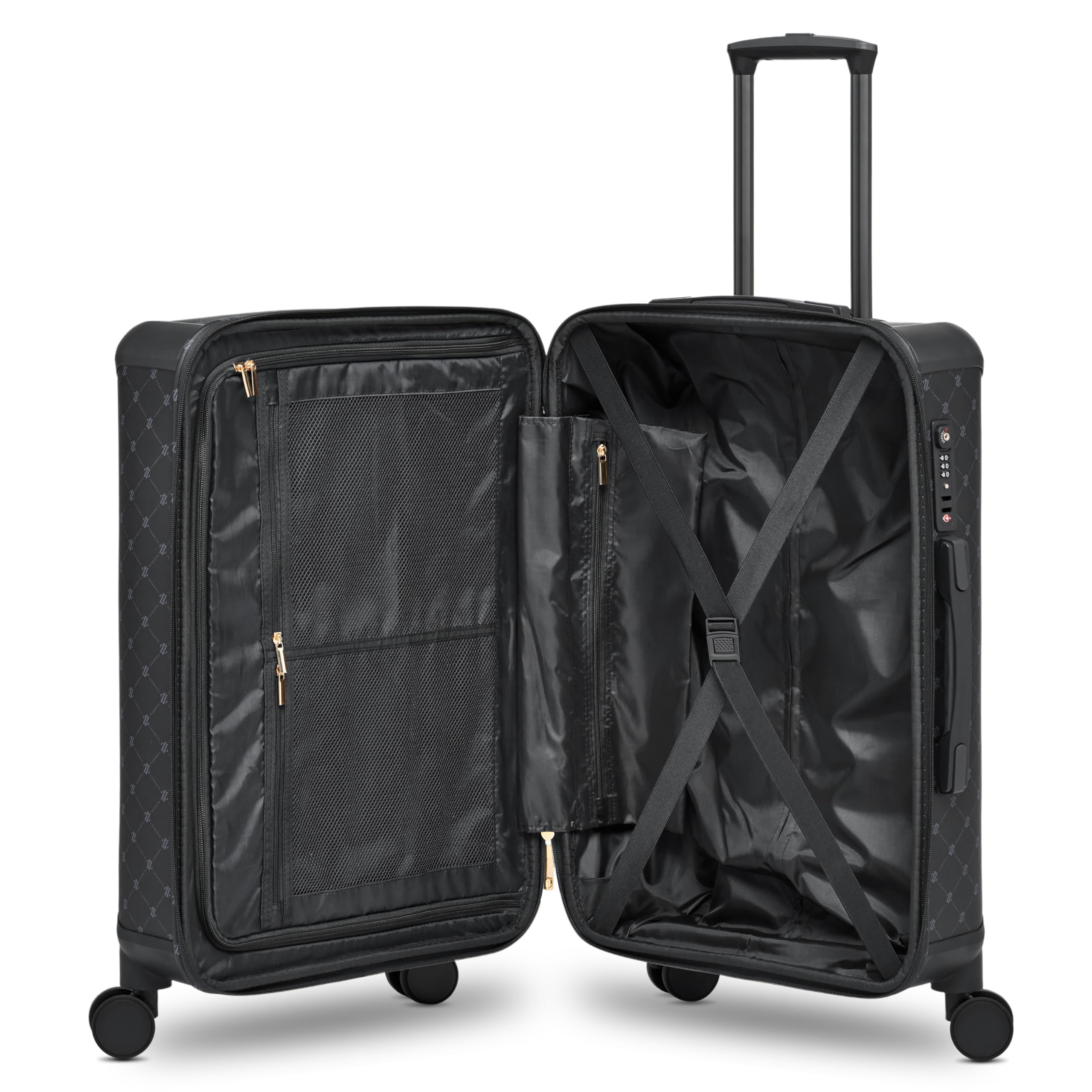 Lazarotti mittlerer Ckeck-in Koffer|Mittelgroßer M Trolley 49 x 29 x 66 cm | leichtes hybrides Material mit Logo Druck & Eckenschutz | 4 Doppelrollen & TSA-Schloss für Damen & Herren (Palermo)