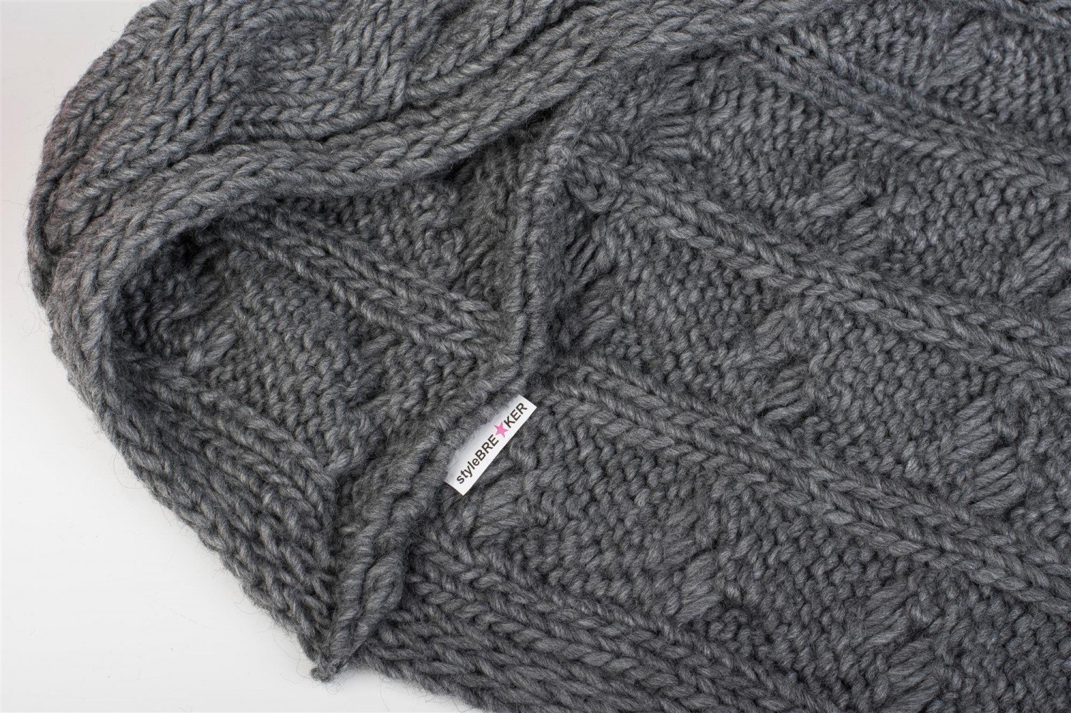 styleBREAKER Poncho Femme en Maille épaisse avec Motif torsadé, col Rond, Cape Tricot Chaud, Poncho d’Hiver élégant 08010040