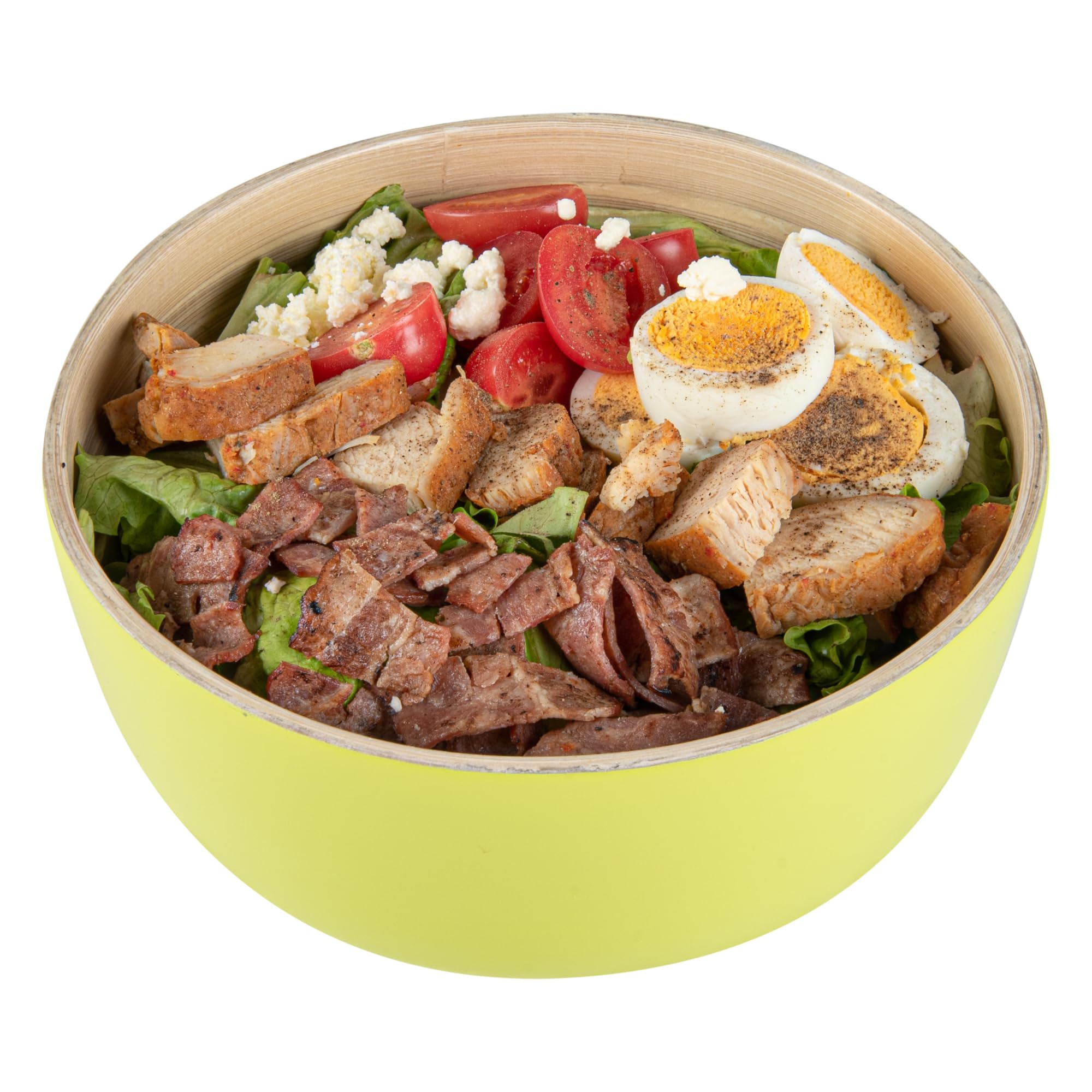 Restaurantware - Bambuddha - Ensaladera pequeña de 15 onzas, 1 cuenco redondo de alta resistencia, sostenible, reutilizable, de bambú verde, para servir ensaladas, frutas y aperitivos