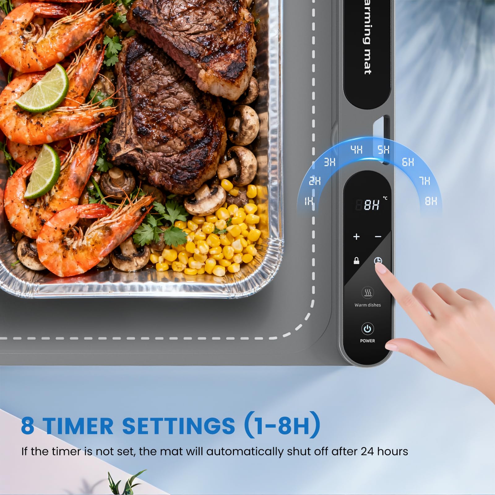 Chauffe Plat Électrique, plaque chauffante électrique portable pliable en silicone - 40-100 °C - Facile à nettoyer avec nano-matériau - Pour buffet, fête, décongélation
