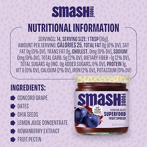 Miniatura 6 de Chia Smash Concord - Mermelada de uva  Mermelada keto sutilmente dulce hecha con ingredientes simples reales  Baja en calorías paleo vegana