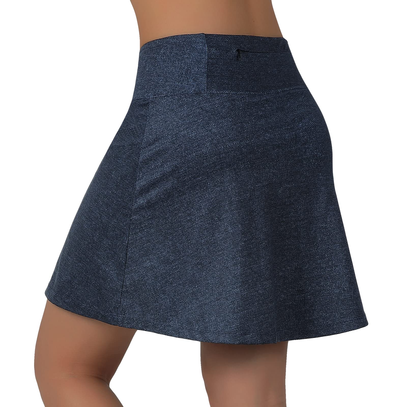 Womens Summer Skirts Casual with Two Pockets - Womens Skorts for Summer with Pockets Tummy Control(L Dark Blue)