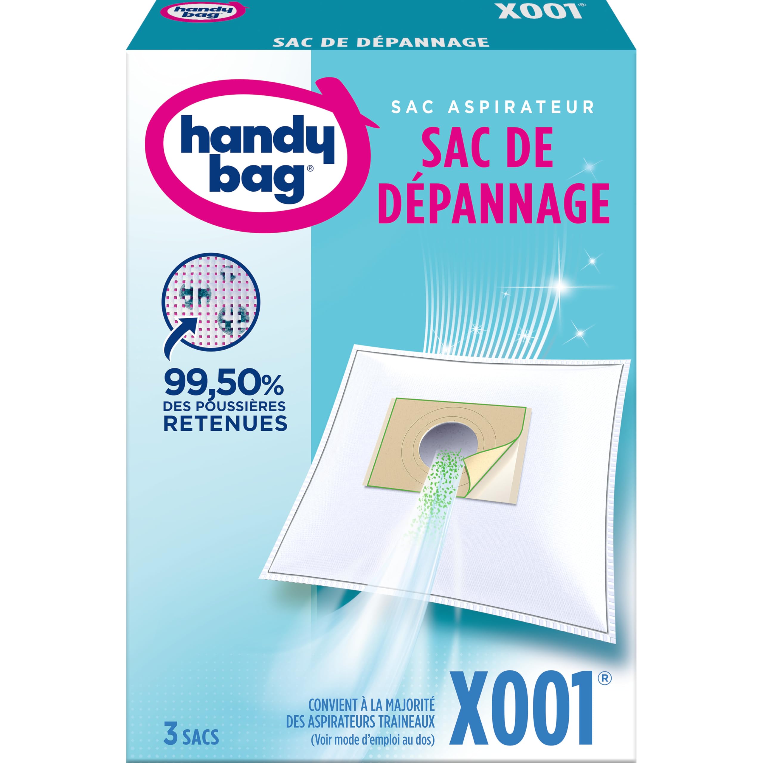 Sacs aspirateur de dépannage Handy Bag pour nettoyer efficacement toute la maison du sol au plafond