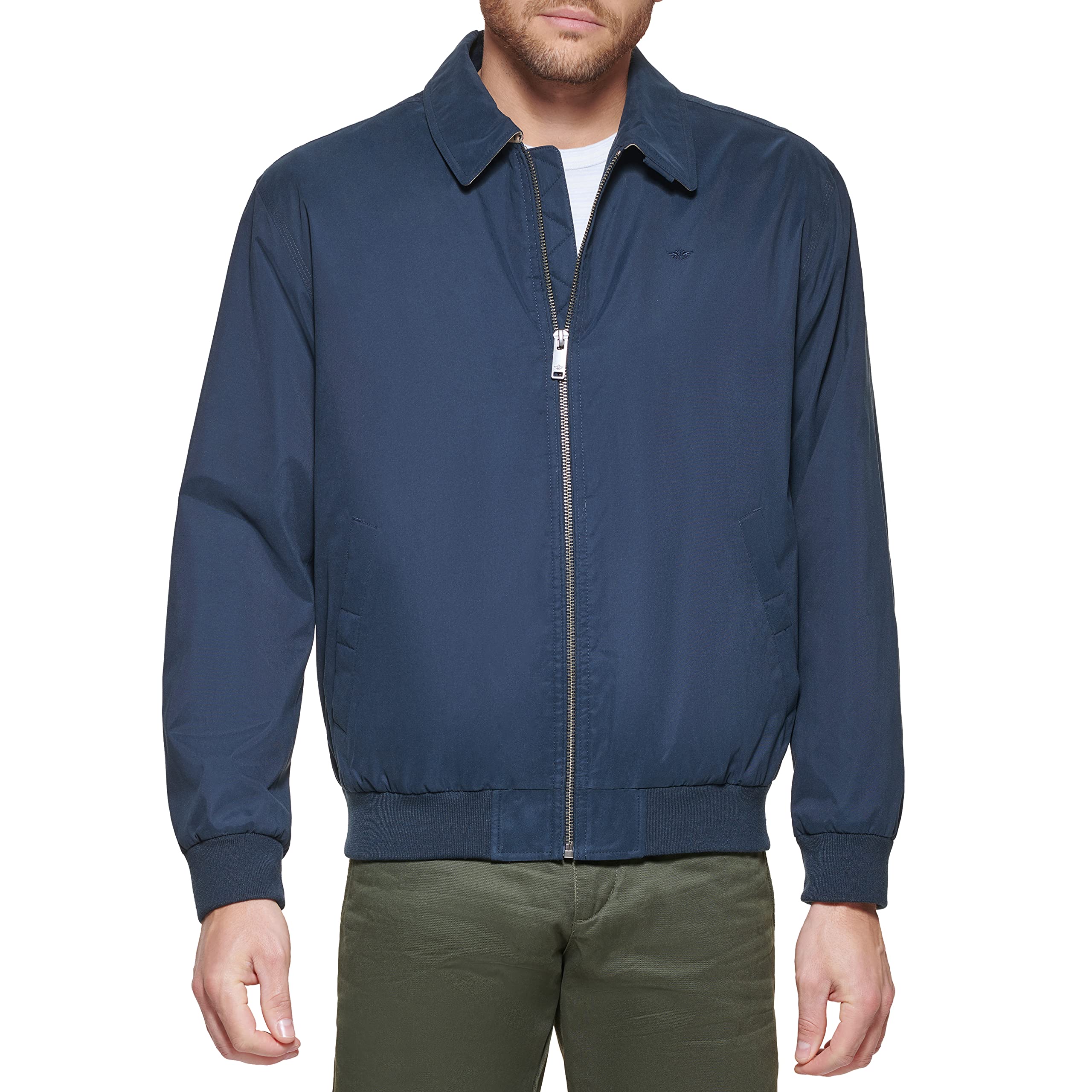 Dockers Men's Micro Twill Golf Bomber Jacket (Standard and Big & Tall) Navy X-Large