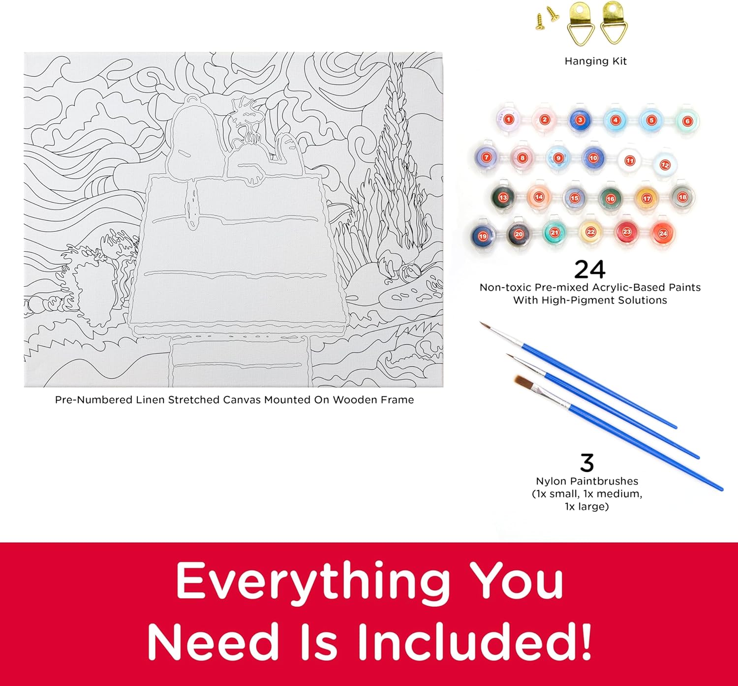 Aquarius - Peanuts Snoopy Chill Art by Numbers, Painting Kit, 16 x 20