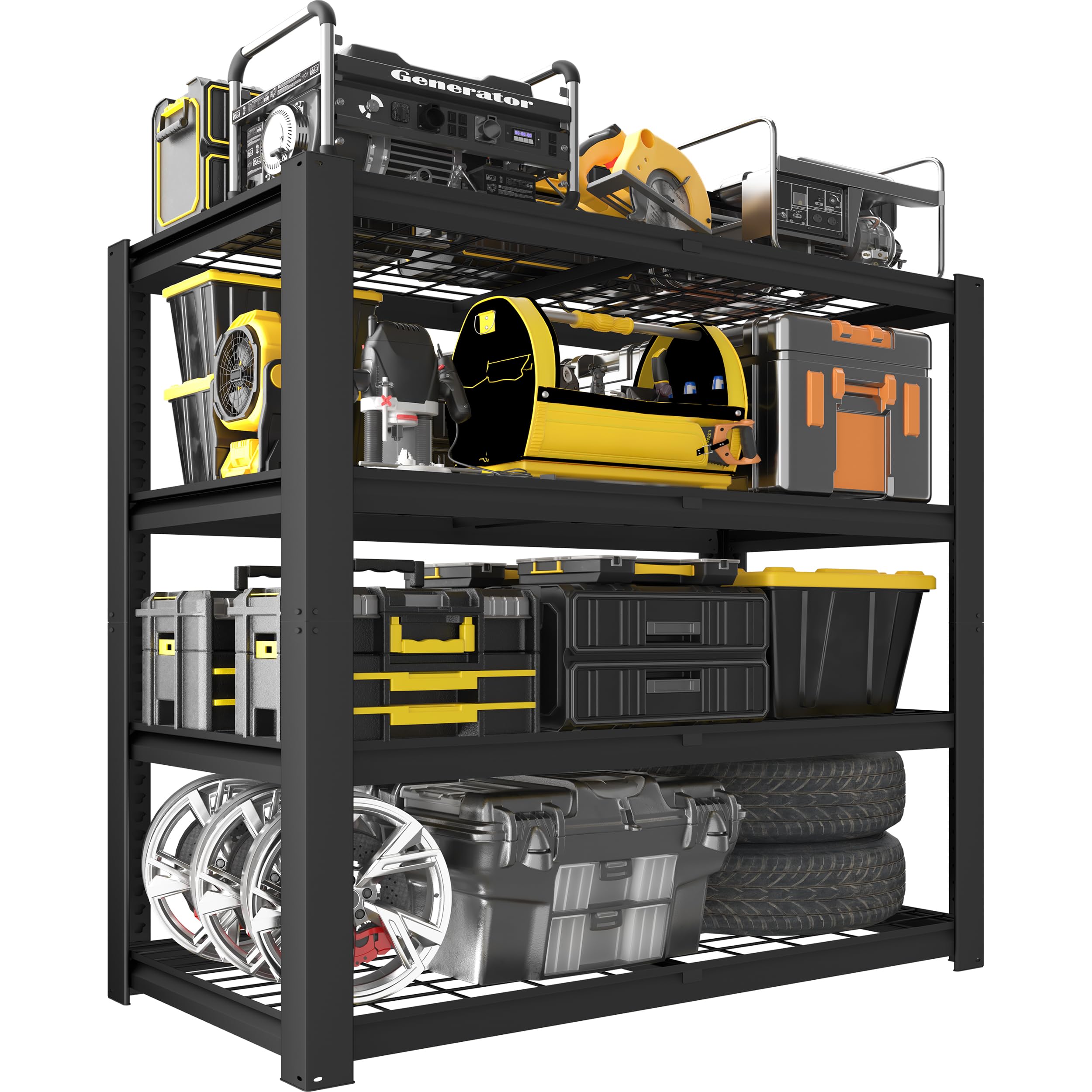 PrimeZone Heavy Duty Storage Shelves - 40" W X 20" D X 60" H Adjustable Wire Garage Shelving Unit, 4 Tier Metal Connector Shelf Rack Industrial