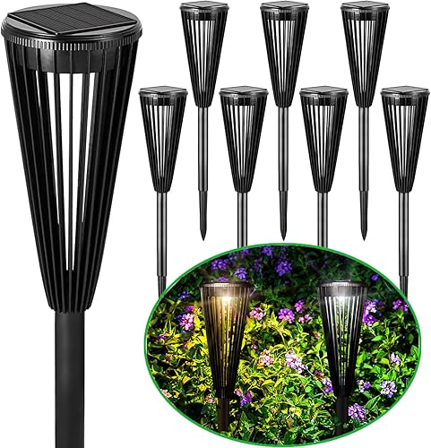 Luces solares para caminos al aire libre  Paquete de 8 luces solares mejoradas para exteriores impermeables, 2 modos de luces de jardín alimentadas