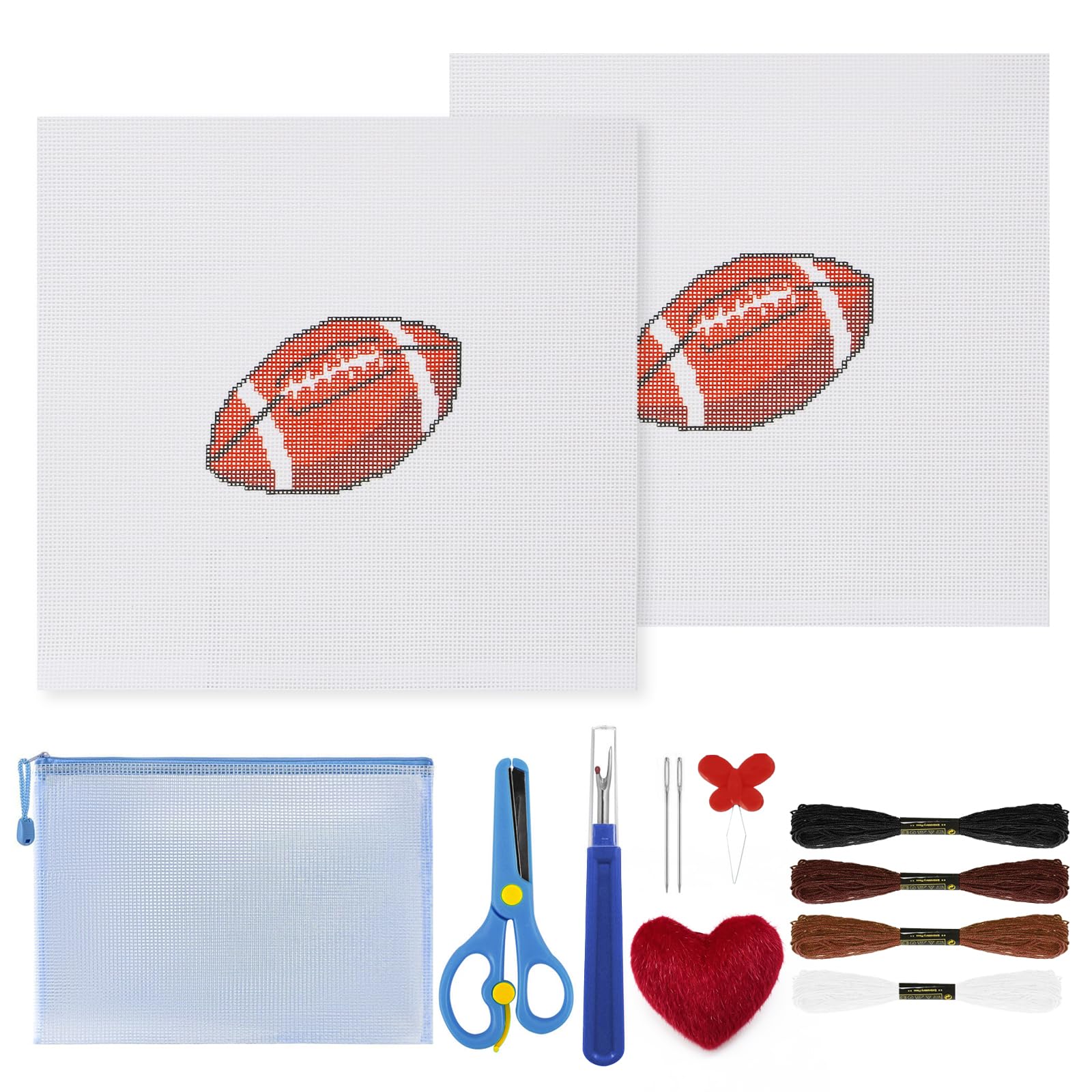 Ansberta 13Pcs Football 18 Mesh Needlepoint Canvas Kit for Beginners Adults