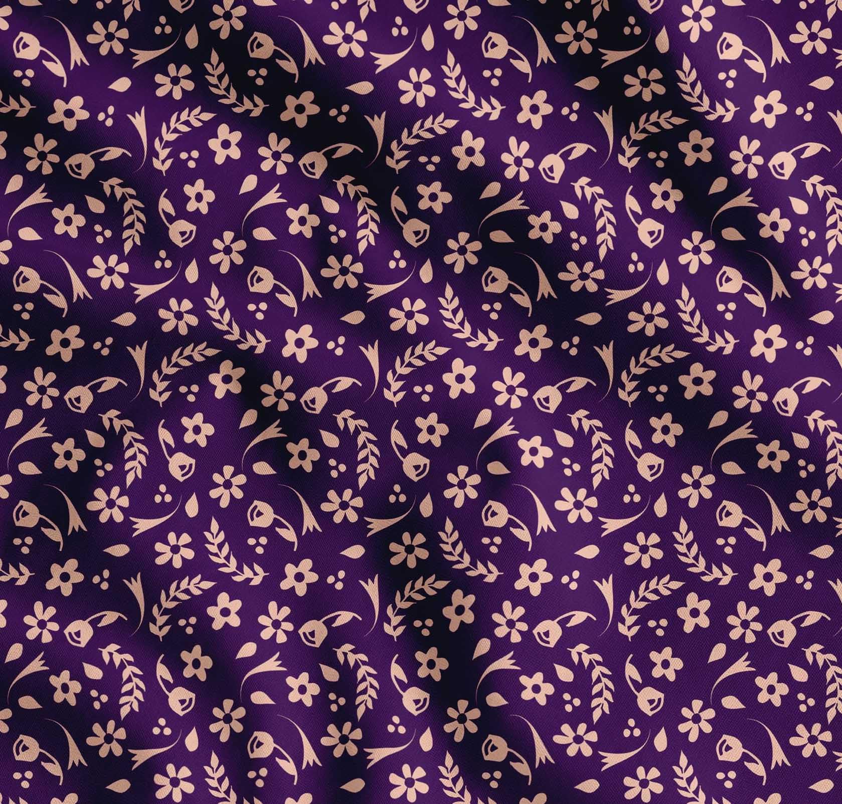 Soimoi Cotton Voile Purple Fabric - by The Yard - 56 Inch Wide - Tiny Flowers & Leaves Floral Pattern Textile - Whimsical and Abundant Designs for