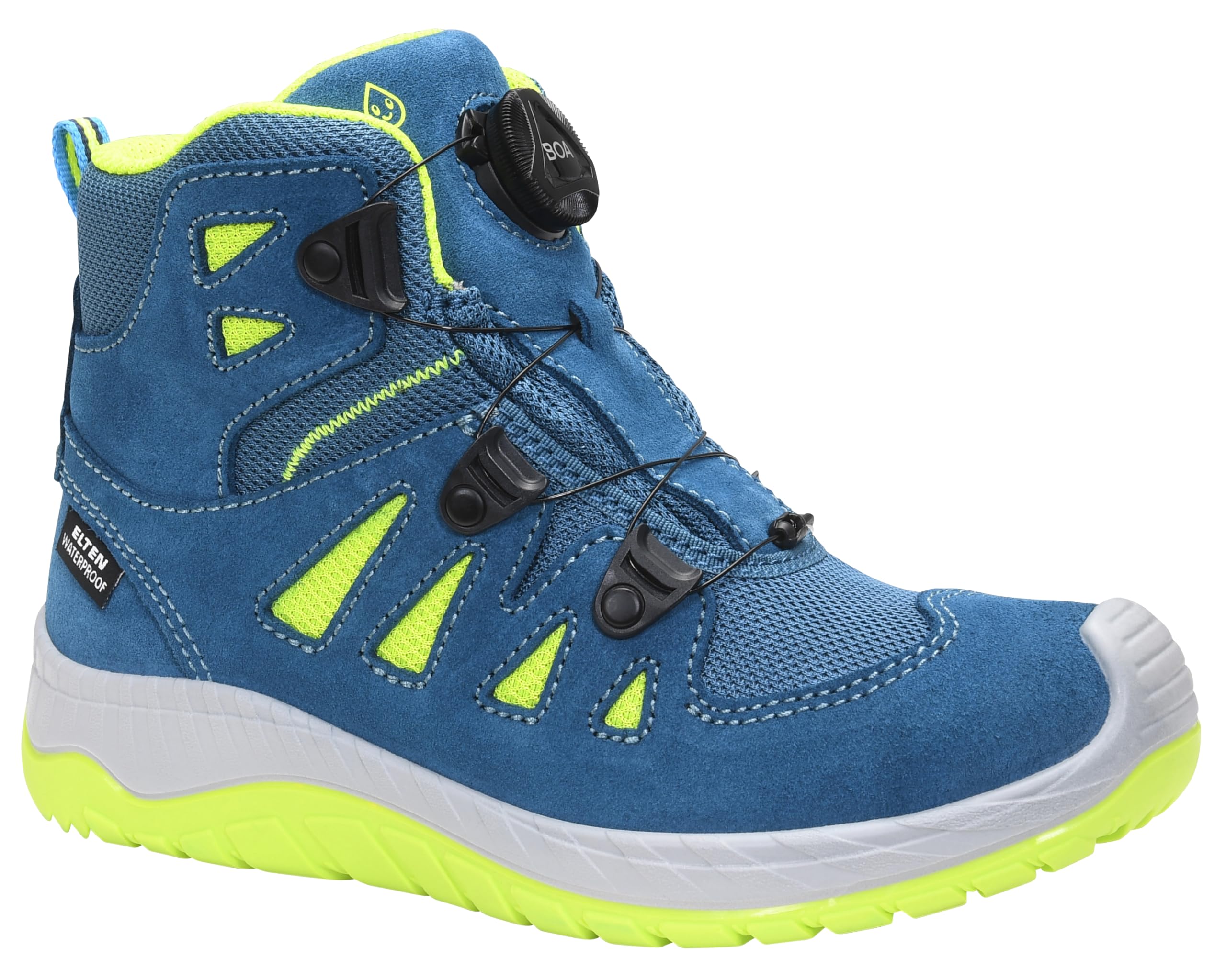 ELTEN MADDOX Kids BOA petrol-lime Mid | Outdoorschuhe für Waldkindergarten, Wandern und Spielen - wasserdicht, leicht, atmungsaktiv