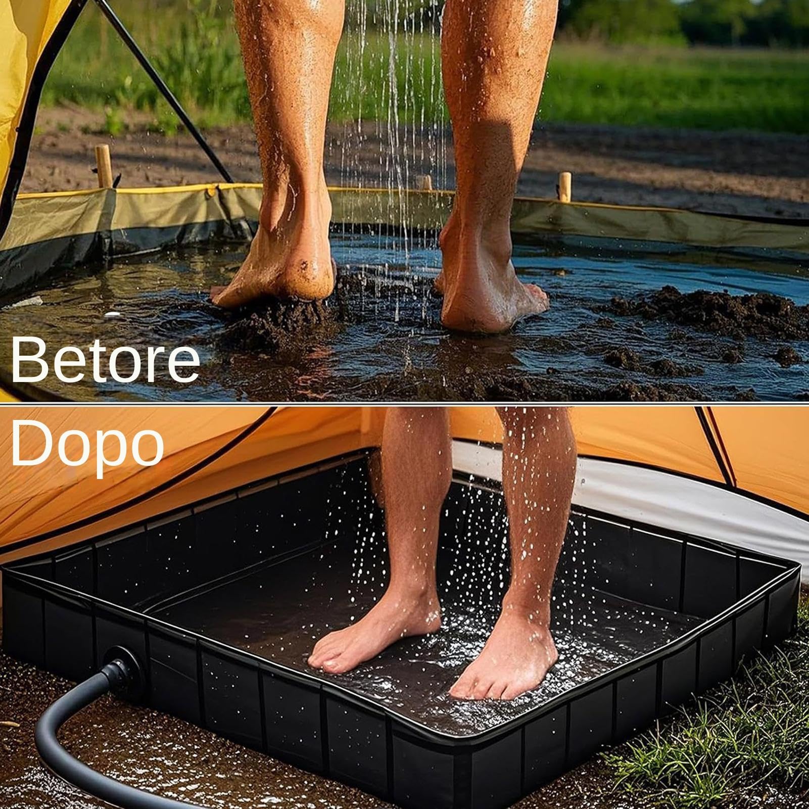 Bañera de Ducha Exterior | Cabina de Ducha con Orificio de | desagüe | Suelo portátil para baño de animales, sauna, playa, jardín, patio, camping