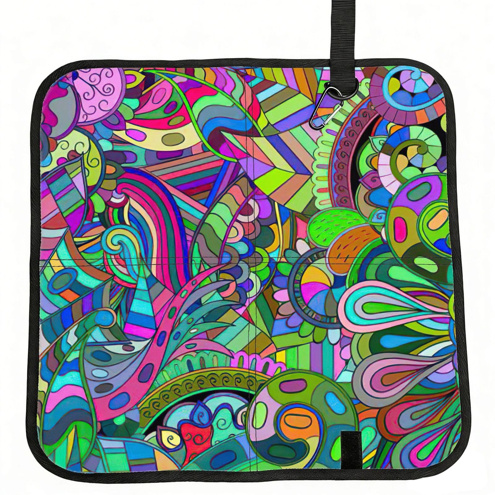 YQxwJL Graffiti Print Foldable Seat Cushion, Oxford And Pvc Waterproof Portable Seat Pad For Outdoor Camping Hiking