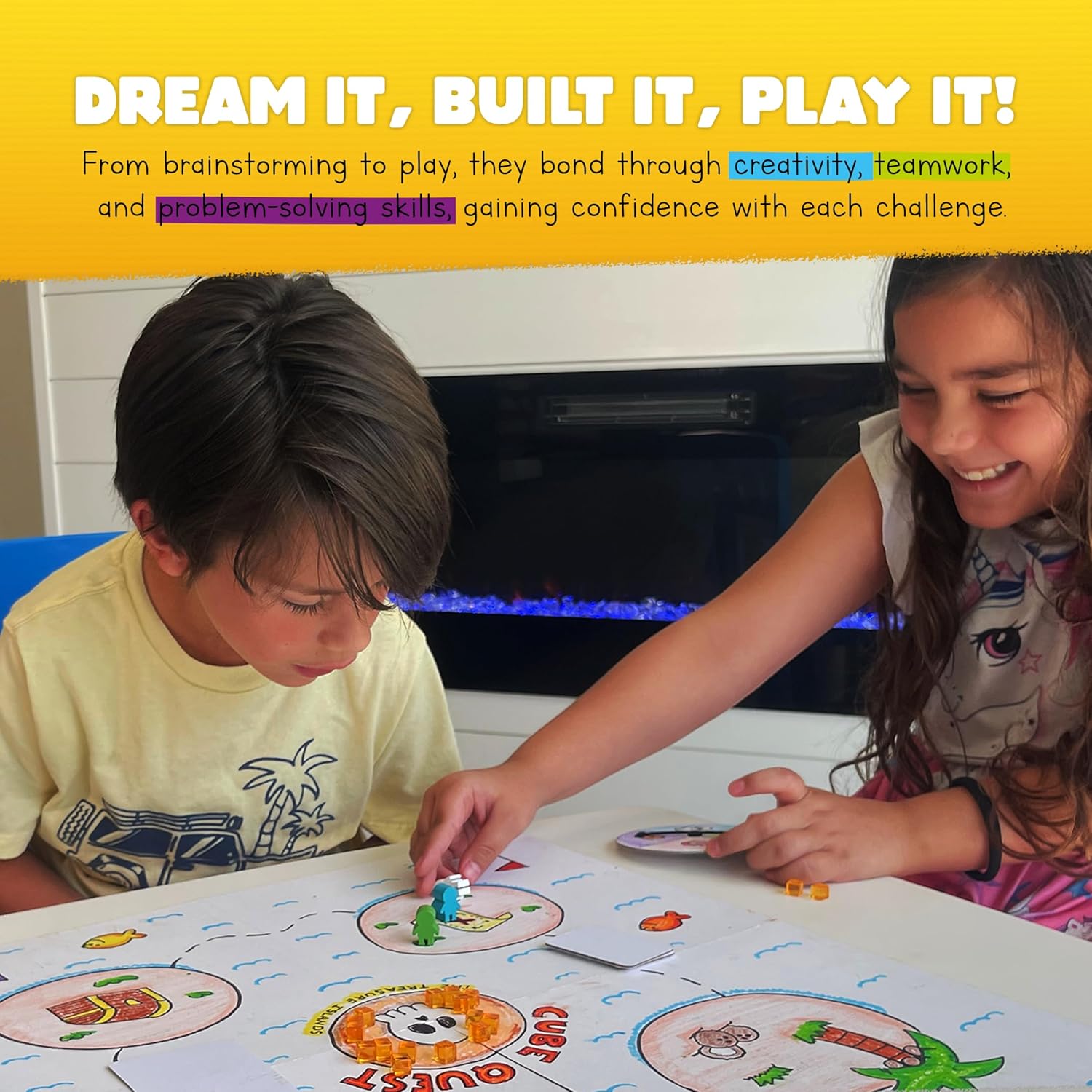 Blank Board Game Kit for Kids & Families – Make Your Own Game with 180+ Pieces: Double-Sided Blank Game Board, Blank Cards, Dice, Wooden Tokens, Spinner | DIY Board Game Kit for Learning & Play