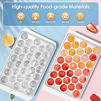 Vista 3 de WIBIMEN Bandeja para cubitos de hielo con tapa y contenedor, bandejas de hielo redondas para congelador con tapa, bandejas para cubitos de hielo