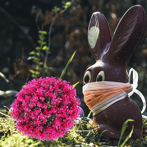 Miniatura 8 de VILLCASE Bolas topiarias de plantas artificiales, bola de hierba de plantas de simulación, vegetación decorativa de imitación de boj de follaje de