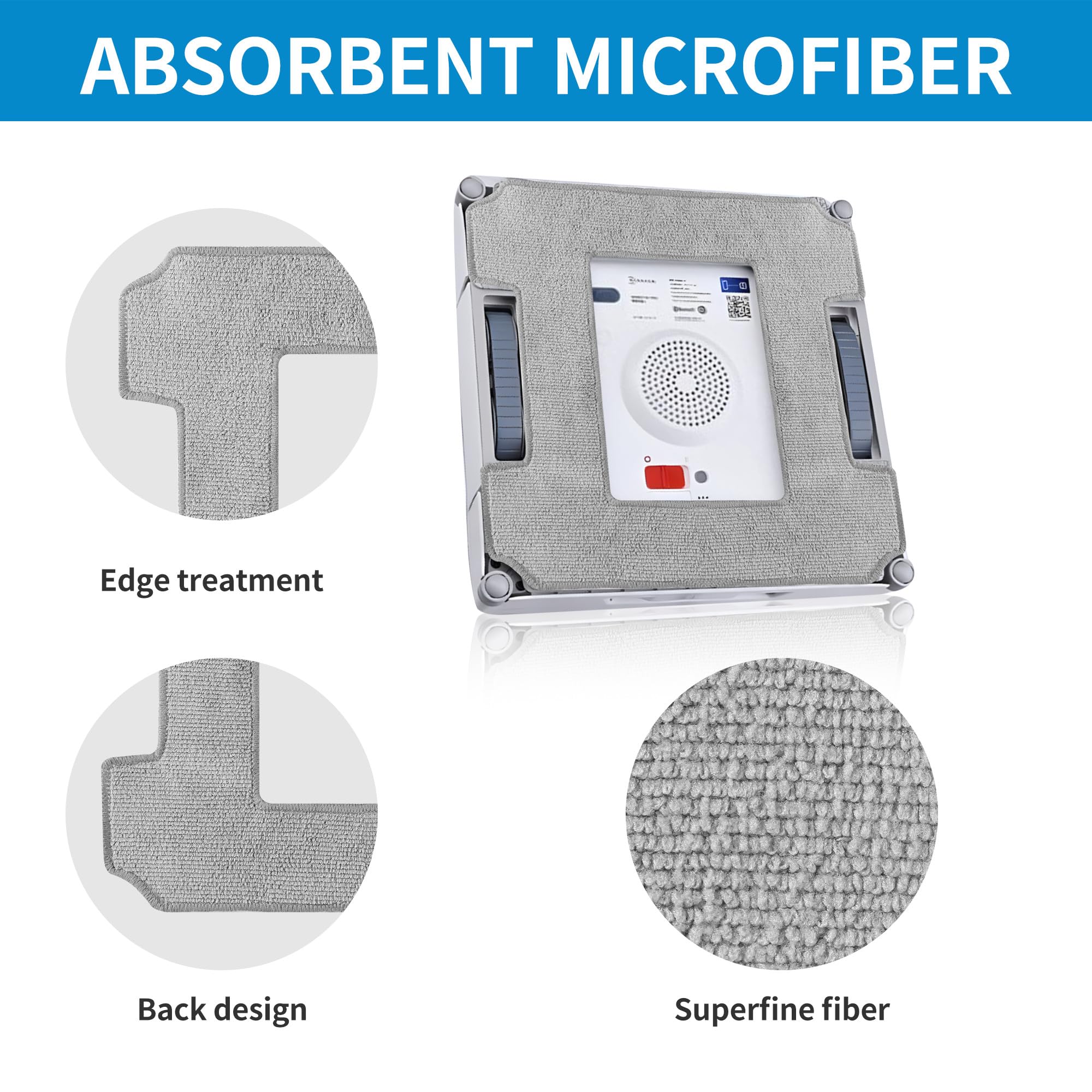 12 Panni In Microfibra Di Ricambio Per Ecovacs Winbot W1, W1 Pro, W2, W2 Omni - Riutilizzabili, Lavabili, 258x258 Mm