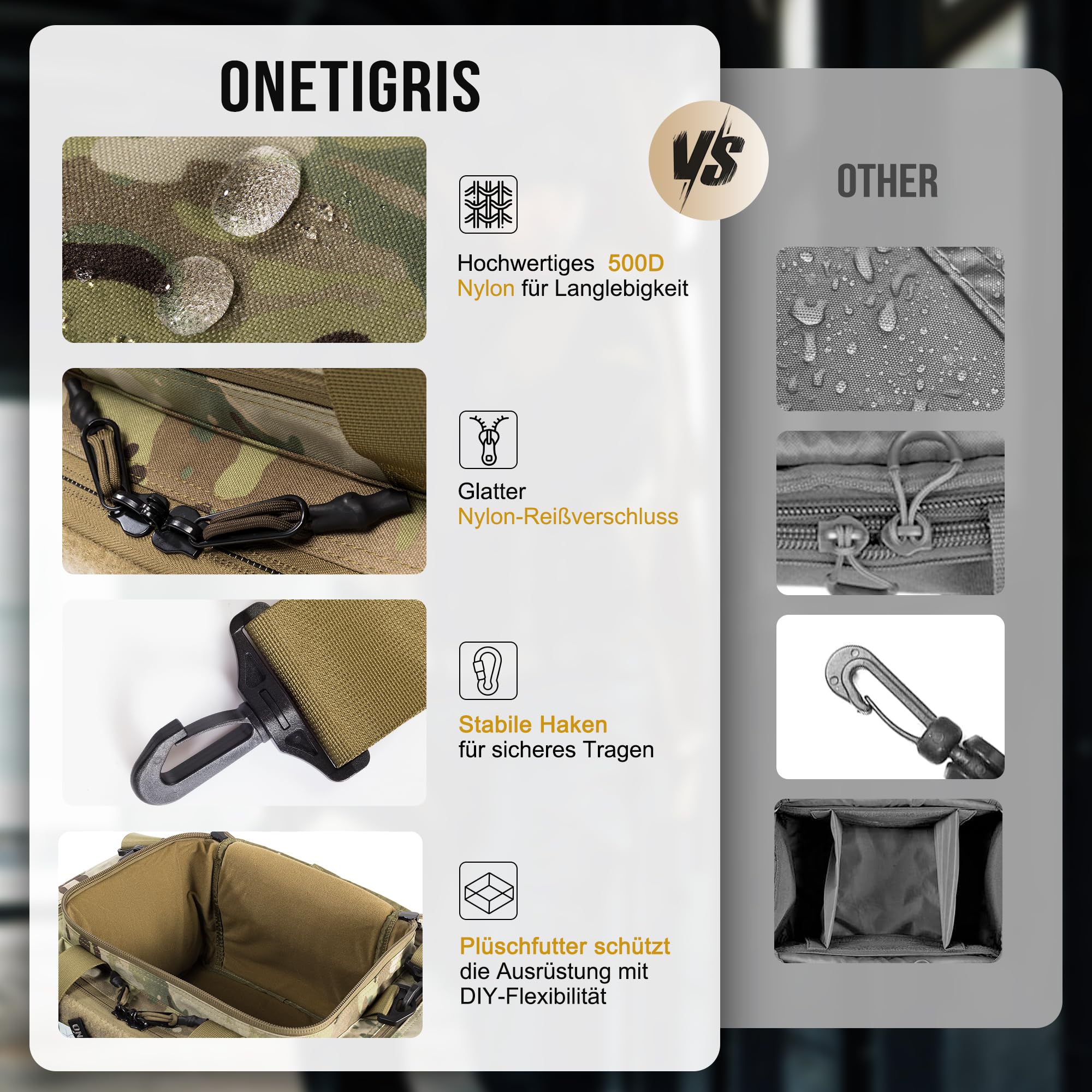 OneTigris Range Bag, Einsatztasche Polizei Tasche Taktisch Waffentasche für Jagd Schießstand Angeln Wandern Outdoor