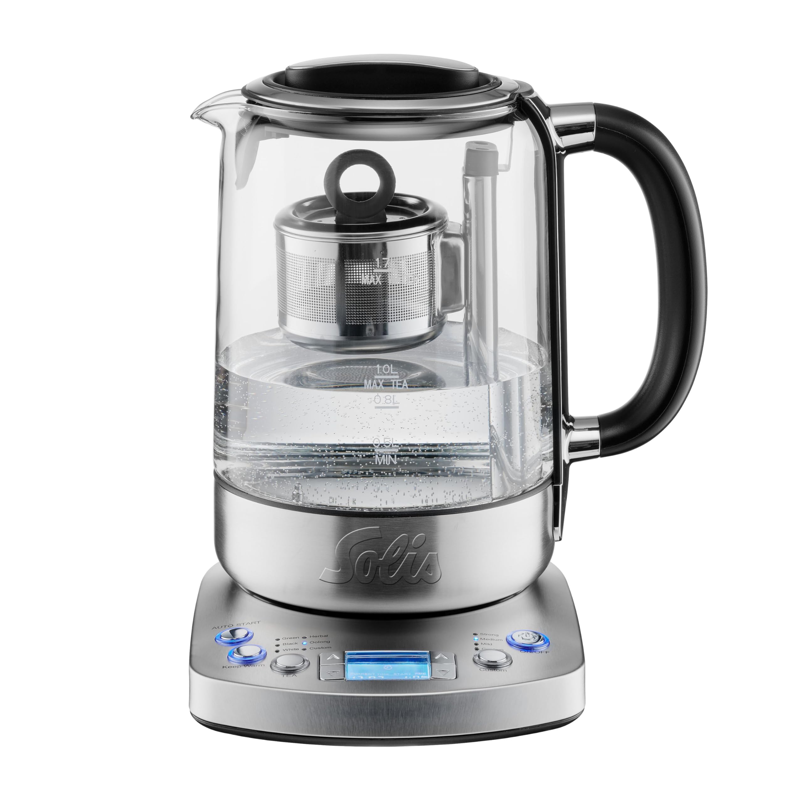 Solis Tea Kettle Automatic 5518 - Wasserkocher mit Temperatureinstellung - Teekocher - Timerfunktion - Integriertes Teesieb - 1,7 Liter Kanne