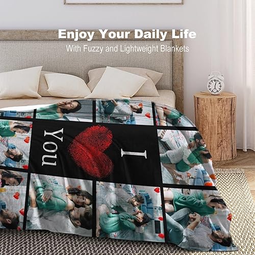 Miniatura 2 de Regalos para el día de San Valentín para ella, collages personalizados de fotos y texto en mantas hechas en Estados Unidos, manta suave