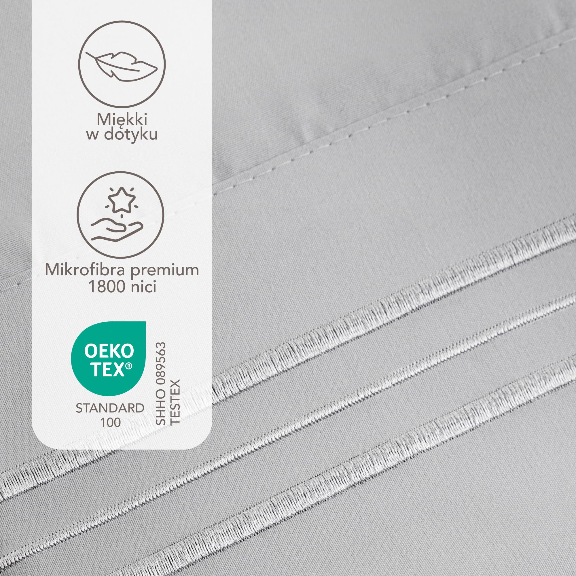 Dreamzie Poszewki na poduszki 60x60 Zestaw 2 sztuk ze szczotkowanej mikrofibry z certyfikatem Oeko-Tex - Miękka poszewka na poduszkę z haftowanymi wzorami - Szara