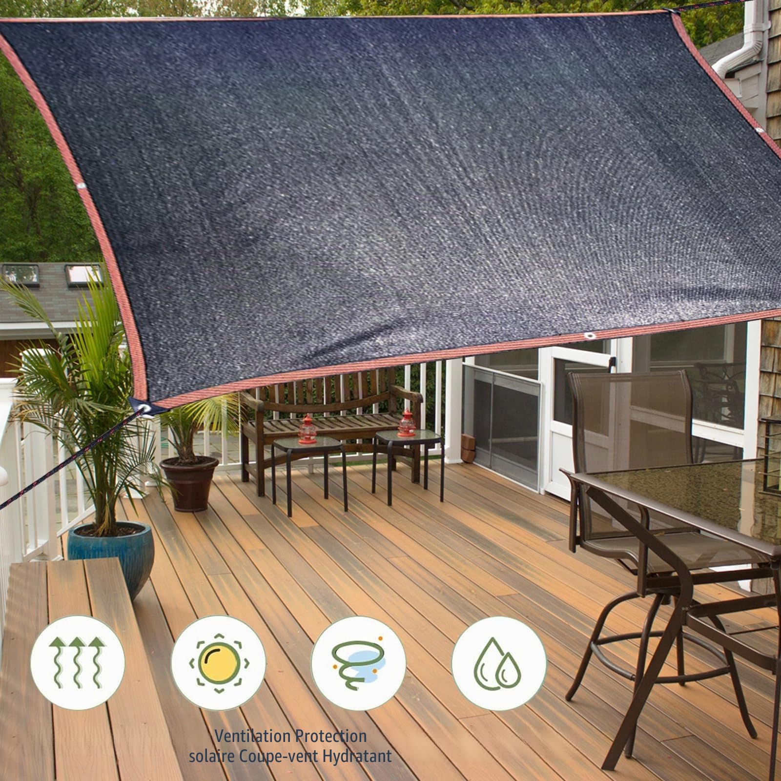 Filet D'Ombrage, 3x4M Tissu D'Ombrage, Filet Protection Solaire 80% à 90% UV Tissu D'Ombrage, Toile D'Ombrage avec œillets pour Jardin, Pergola, Terrasse, Plantes, Serre, Filet Solaire d'Extérieur