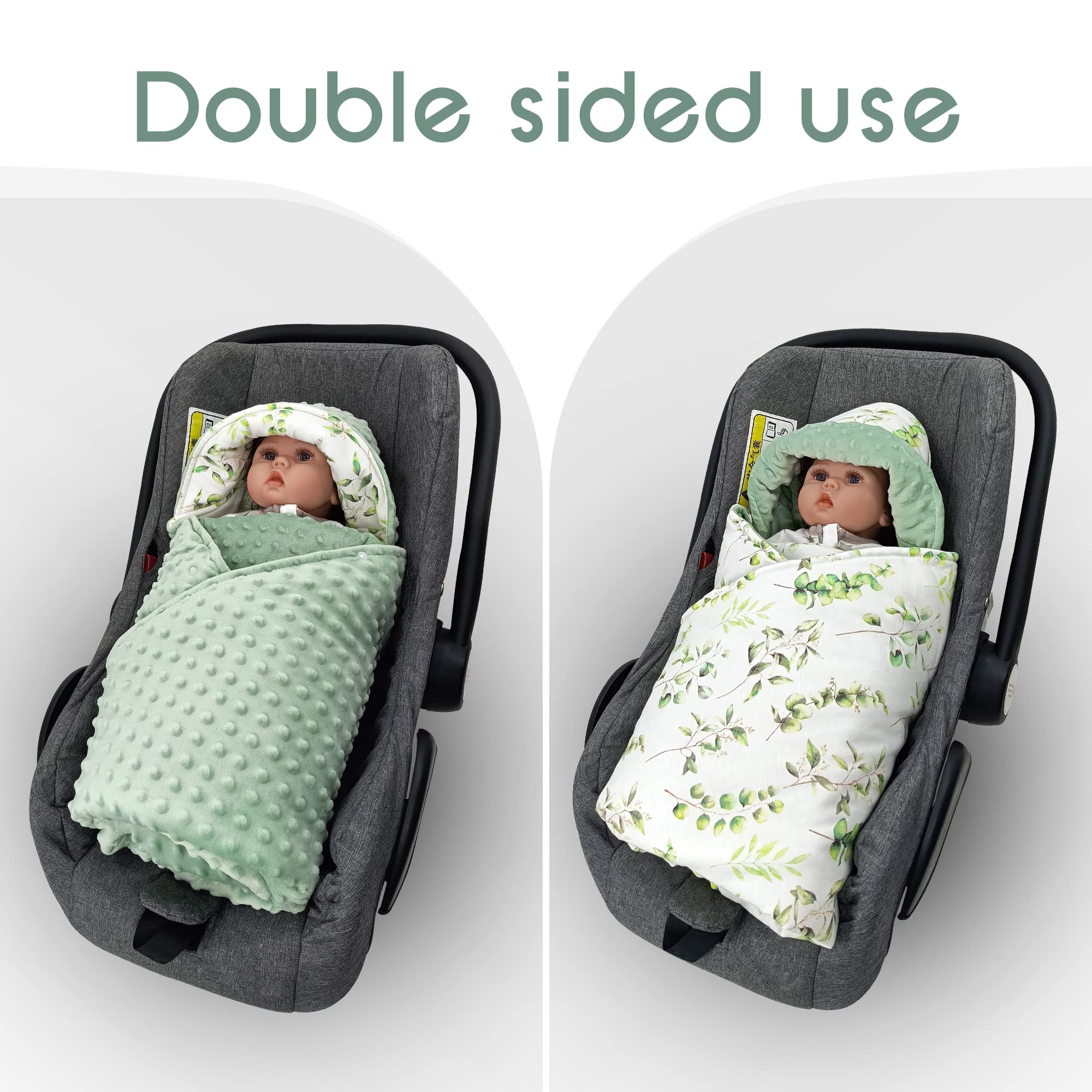 Miracle Baby Couverture Enveloppante Hiver Bébé, Couverture Multifonction pour Bébé 90 x 90 cm, Utilisable sur Le siège Auto, de la Poussette (Automne et Hiver, Feuilles)