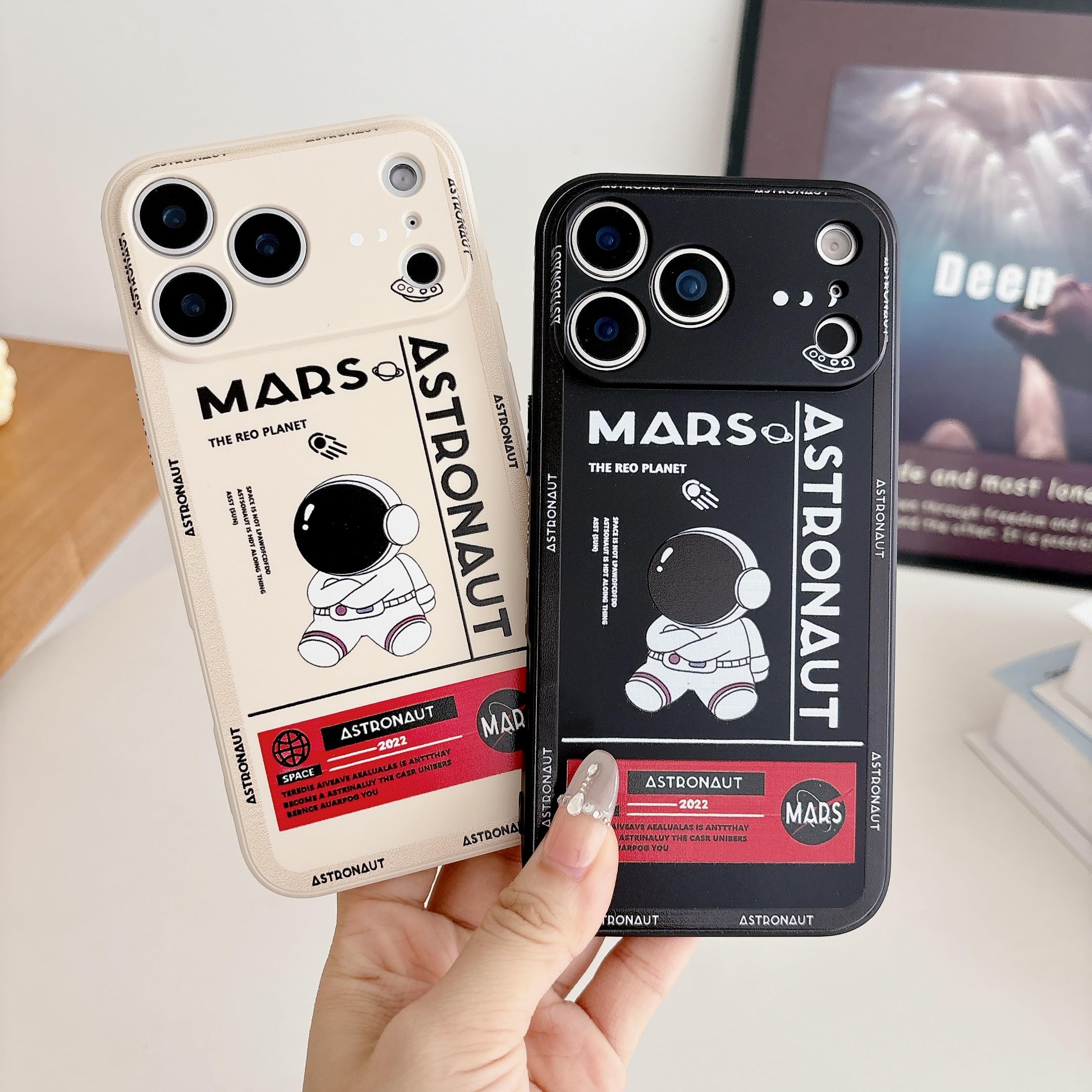Yonds Queen for iPhone 17 Pro Cute Case, Cool Cartoon Astronaut Space Mars Rocket Design Stylish Bumper TPU Rubber Protective Anti-Slip Shockproof Fashion Case(White, iPhone 17 Pro) — view 7