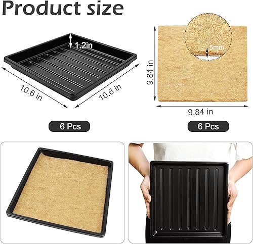 Miniatura 2 de Juego de 6 alfombrillas de cultivo de microverdes con bandeja, kit de cultivo de microverdes de 10  × 10  Alfombrilla de inicio de germinación de