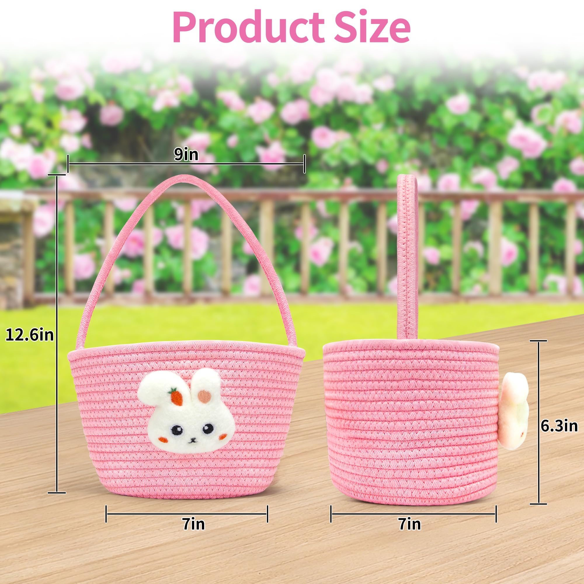 Panier de Pâques avec joli lapin rose