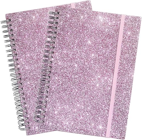Miniatura 1 de Cuaderno de espiral, cuaderno rosa brillante, paquete de 2 diarios de tapa dura para tomar notas, papel grueso, 180 páginas, 8.2 x 6 pulgadas