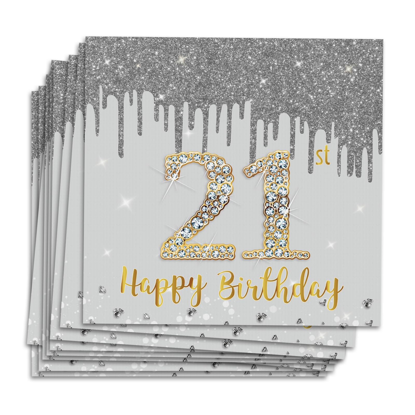 20 Stück 18. Geburtstag Servietten – 33x33 Cm, Schwarz-gold, Mit Feuerwerk & Ballons, Für Tischdeko