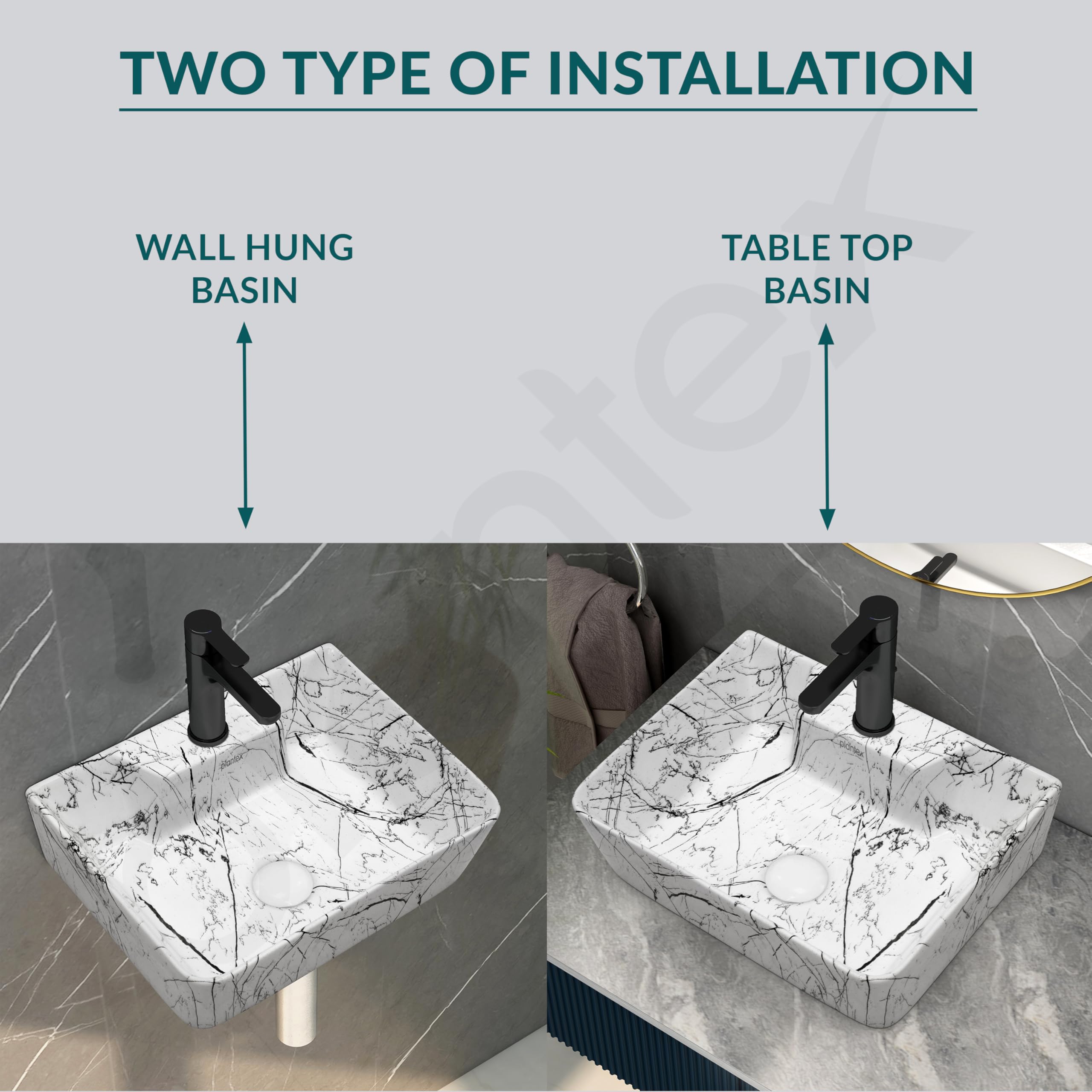Plantex Wall Mounted Wash Basin - Modern Ceramic Sink -2 Plantex Wall Mounted Wash Basin - Modern Ceramic Sink -2