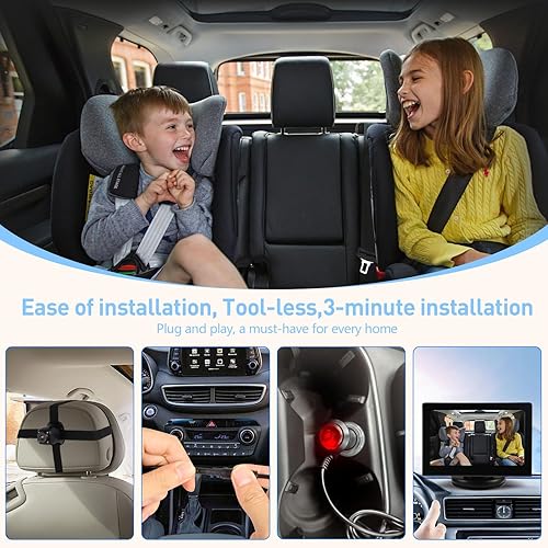 Miniatura 5 de Monitor de cámara de coche para asiento trasero - Espejo de coche para bebé - Cámara de seguridad orientada hacia atrás para asiento trasero