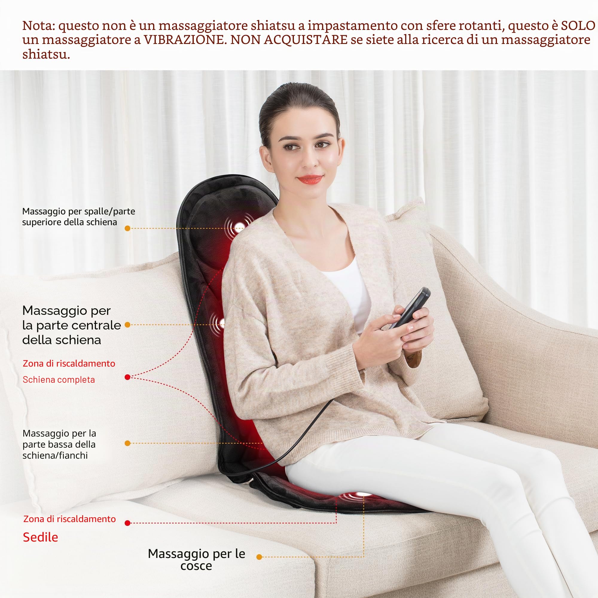 Snailax Memory Foam Massage Seat Cover per schiena e collo, coprisedile massaggiante con funzione di calore e vibrazione, massaggiatore per ufficio, regali per uomini, donne