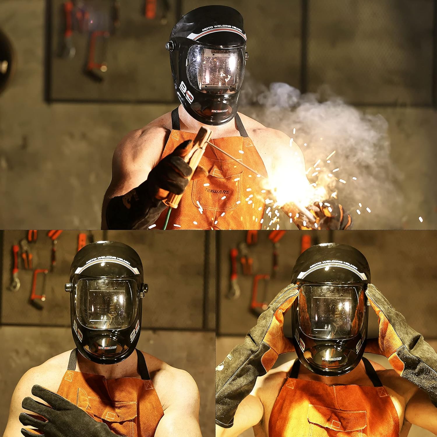 Tekware Auto Darkening Welding Helmet, Ultra Large Viewing Screen True Color Welder helmet, 4 Arc Sensor Welding Hood, Lightweight Hemispherical 4C Lens Welding Mask, Variable Shade 4~5/9-9/13 - - 