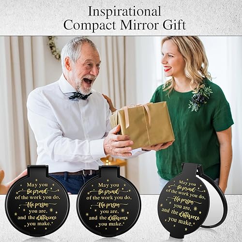 Miniatura 7 de Huwena 100 piezas de espejos pequeños y compactos a granel para mujeres, mini bolsillo inspirador, redondo, portátil, plegable, espejo de