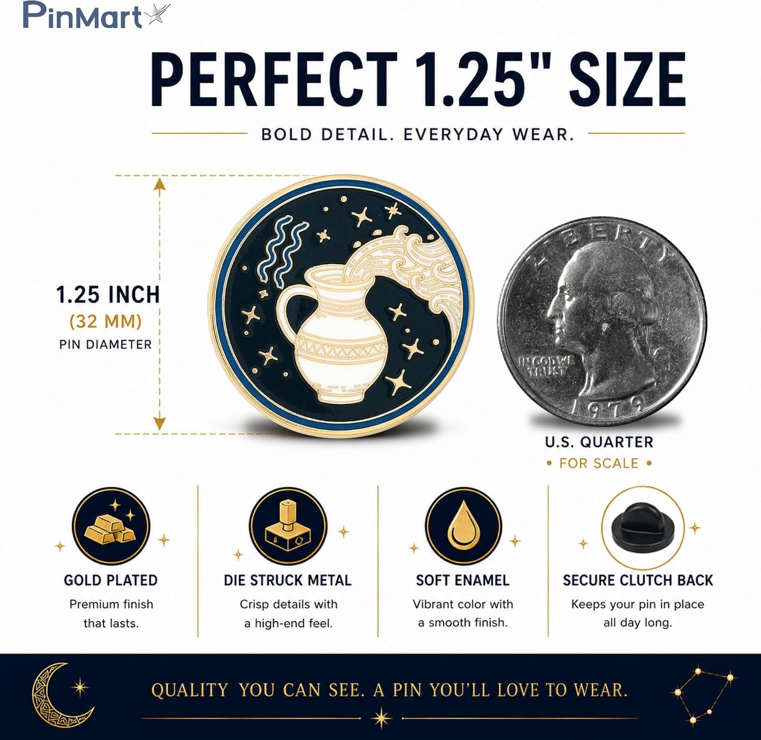 PinMart Zodiac Pin on Card - Astrology Enamel Lapel Pins Jewelry Gift, Horoscope Sign Accessory for Backpack Hat Jacket, Gold Plated Cute Birthday Collectible for Women Men Astrology Lover image 5