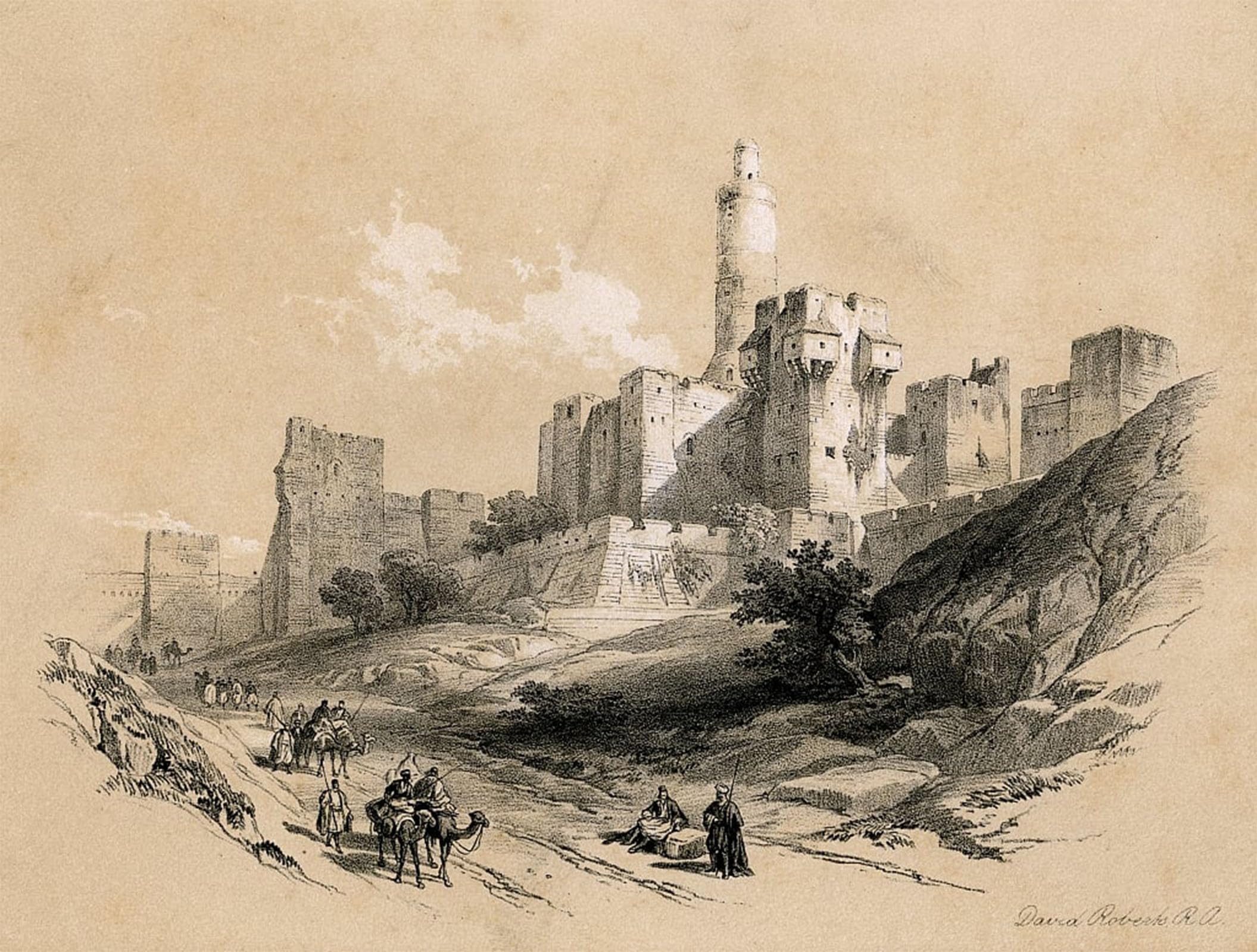 Serendipitp No Frame Abstract Painting Mural Print Picture Wall Decor Painting The Tower Of David Jerusalem Israel By David Roberts Vintage Wall Artwork For Home Decor 60X90cm