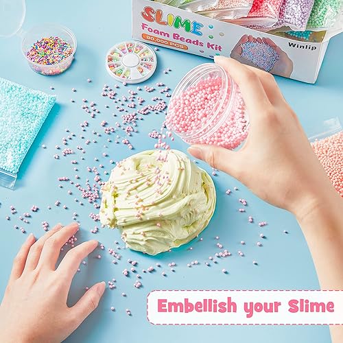 Miniatura 6 de Bolas de espuma pastel para slime, paquete de 18 bolas de 0.09 a 0.14 pulgadas, mini cuentas pequeñas surtidas, suministros de manualidades caseras