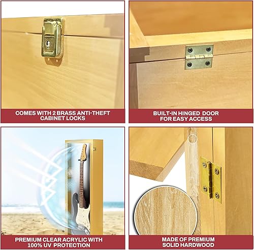 Miniatura 164 de PENNZONI Vitrina para guitarra eléctrica, estuche acrílico para guitarra eléctrica, soporte de pared, estuche de pared para guitarra hecha de marco