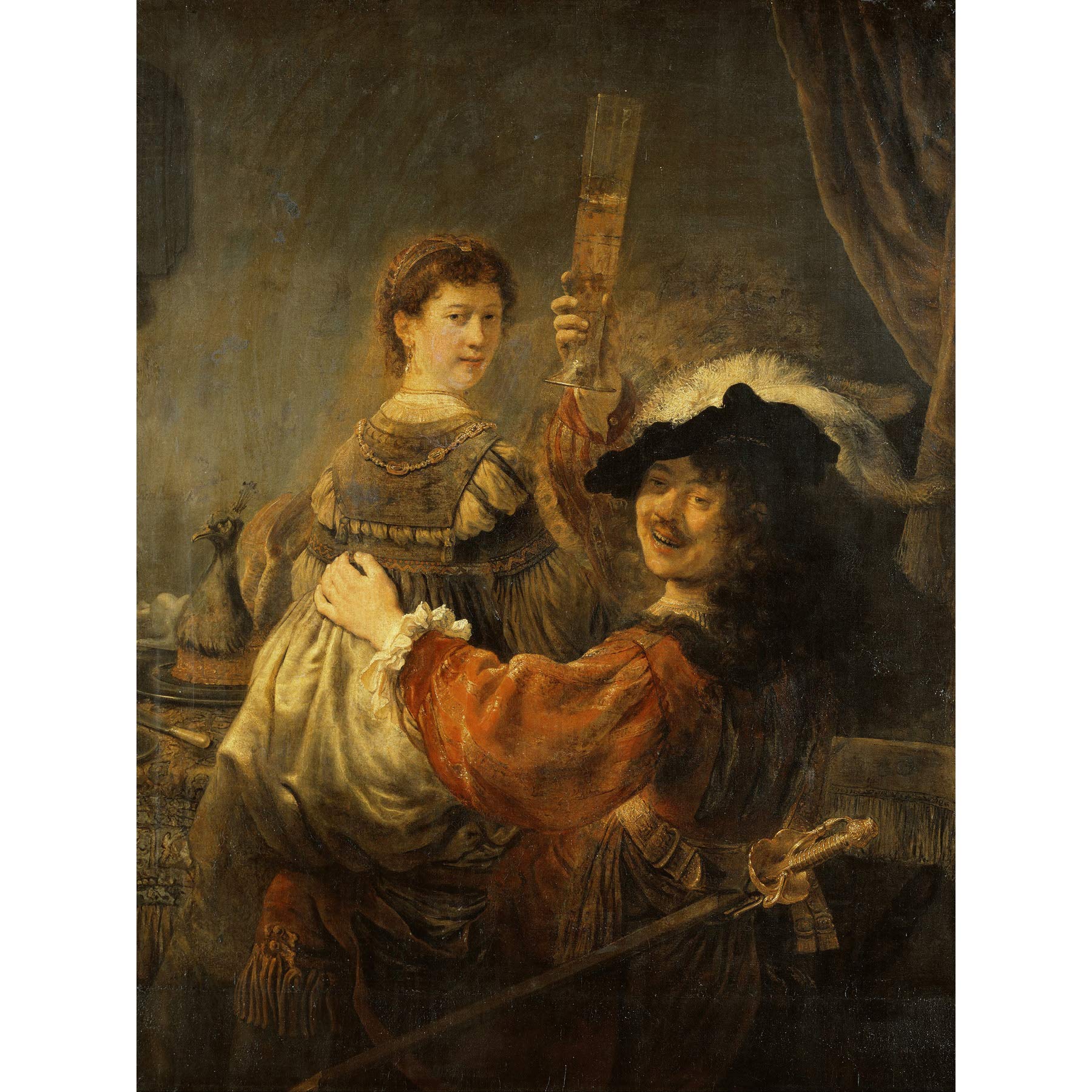 Rembrandt & Saskia In The Scene Of The Prodigal Son Large Wall Art Print Canvas Premium Poster Mural