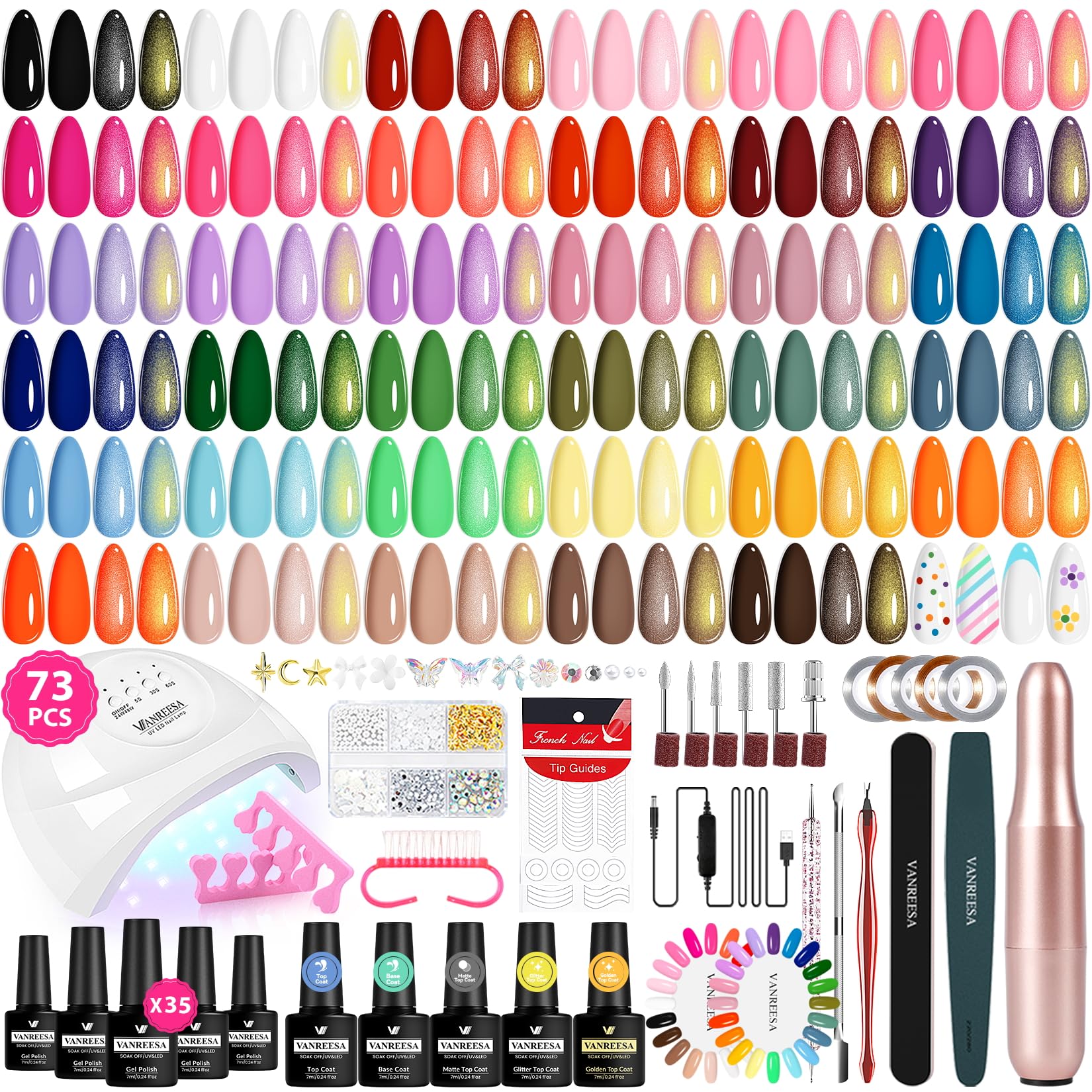 VANREESA 73 Pcs Gel Nail Polish Kit