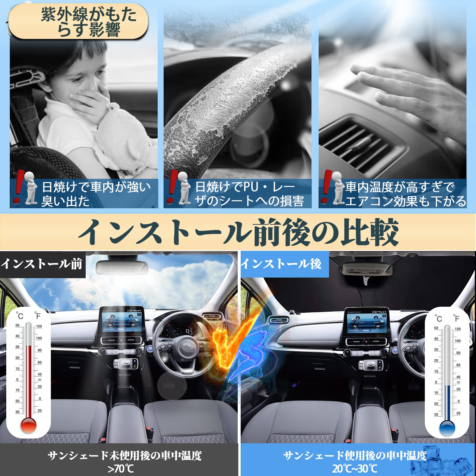 Amazon | SHAOHAO トヨタ アクア 車用サンシェード MXPK10 MXPK11