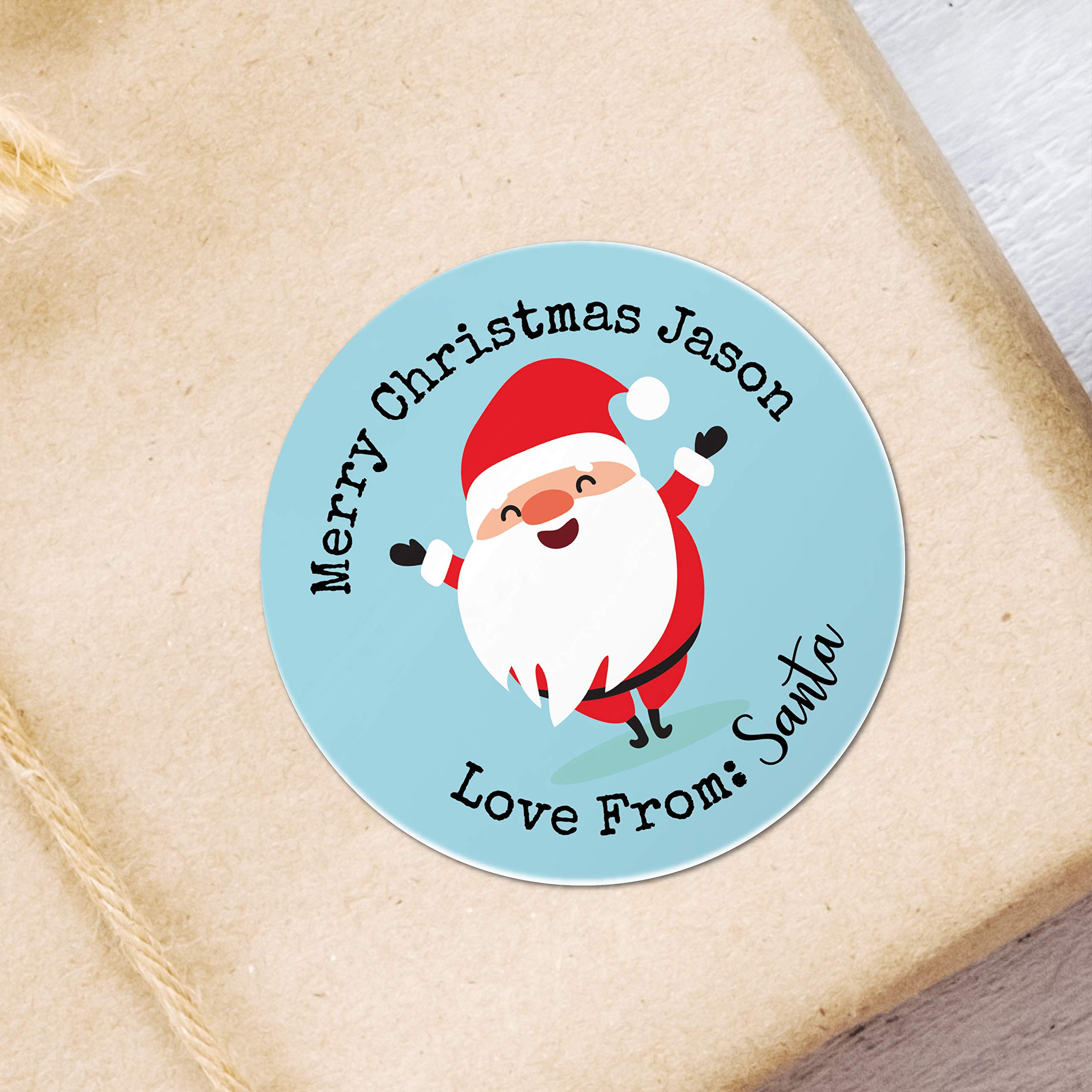 Personalized Custom Christmas Gift Tags Stickers - Round Santa Special Delivery Labels with Custom Name - XMAS17