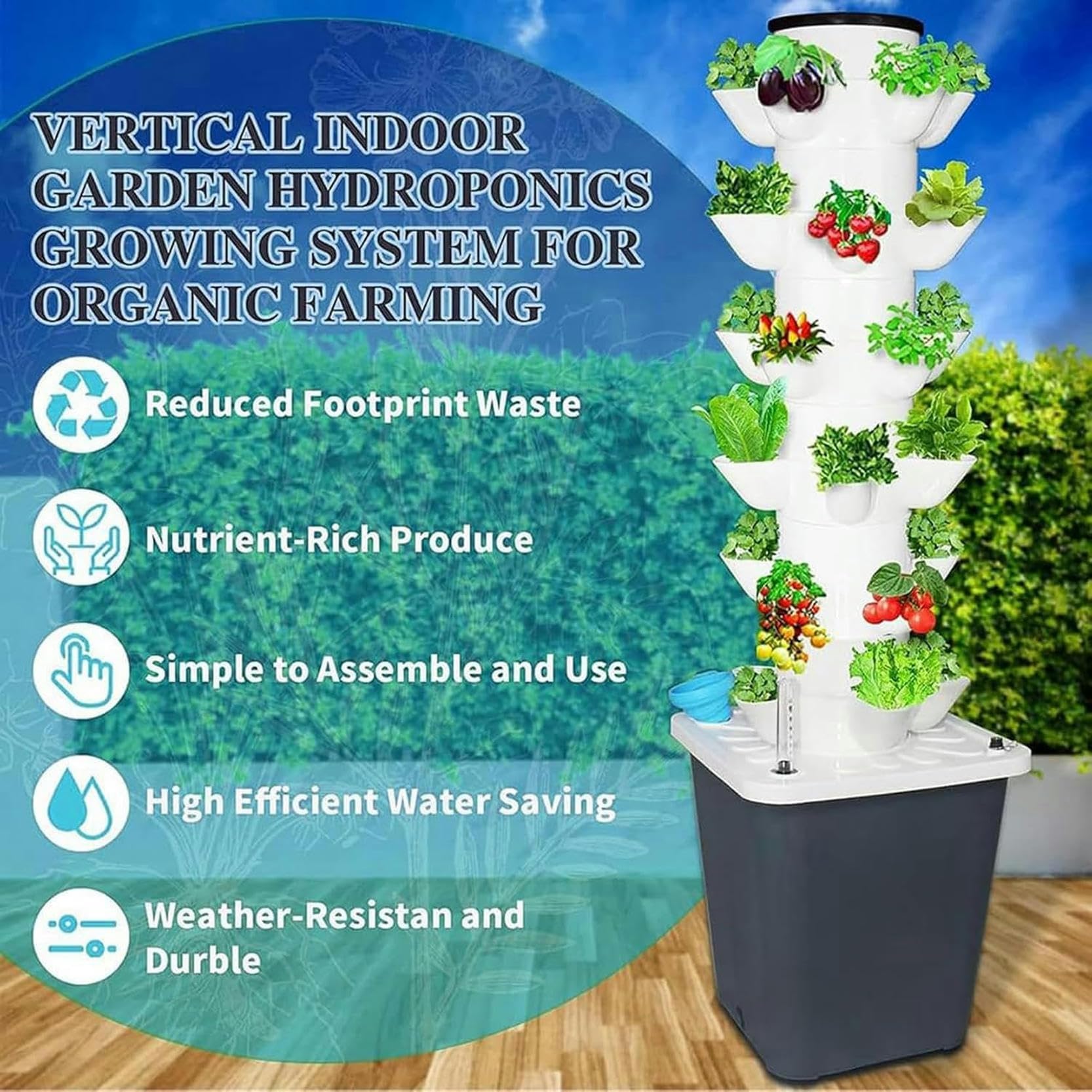 Cultivo hidropónico, Torre hidropónica de 15/20/25/30 cápsulas, Kit de Cultivo aeropónico, plantación de acuaponía, Frutas y Verduras de 30 Agujeros